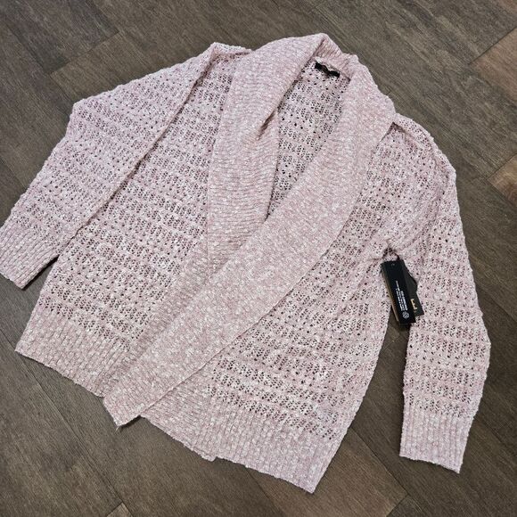 $108 Frye Knit Open Front Cardigan Sweater Women’s Size L Pale Mauve - Picture 2 of 9